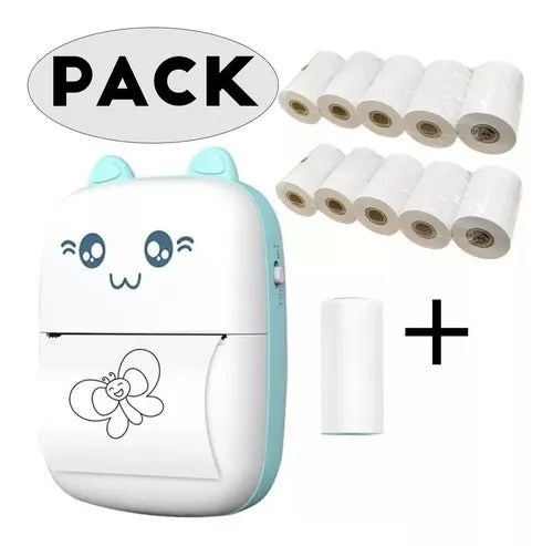 ✅IMPRESORA PORTATIL DE GATITO + 10 rollos✅