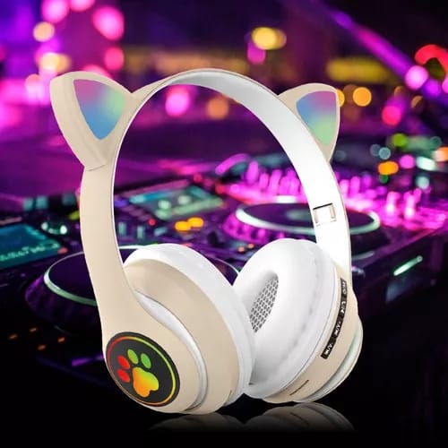 🎧 Auriculares Bluetooth con Orejas de Gato 🐱🎶