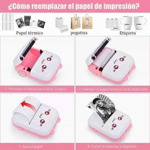 ✅IMPRESORA PORTATIL DE GATITO + 10 rollos✅