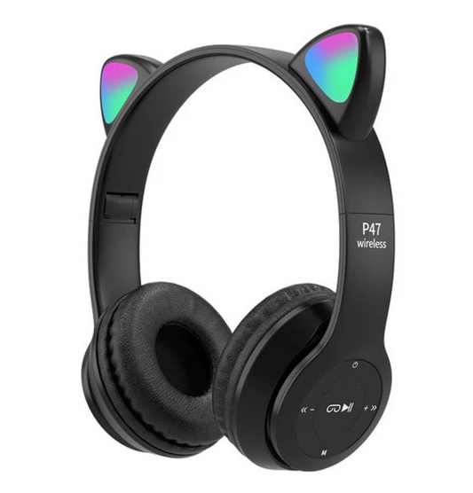 🎧 Auriculares Bluetooth con Orejas de Gato 🐱🎶