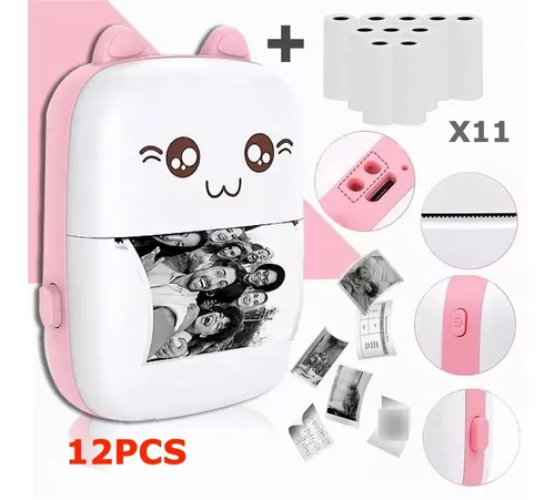 ✅IMPRESORA PORTATIL DE GATITO + 10 rollos✅