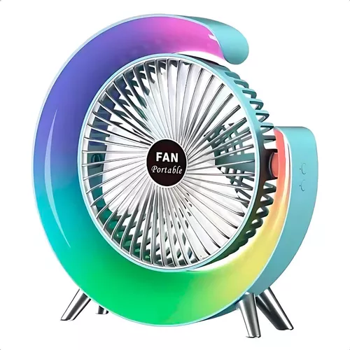 🌬️ Ventilador Portátil de Escritorio USB con Luz LED 🌈